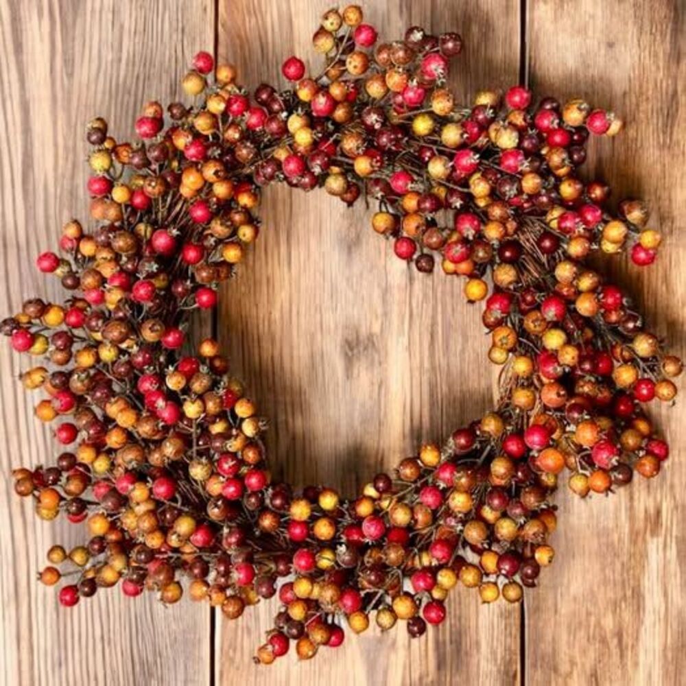 Fall Berry Twig Wreath – 15” Autumn Wreath – Thanksgiving Door Decor – Harvest